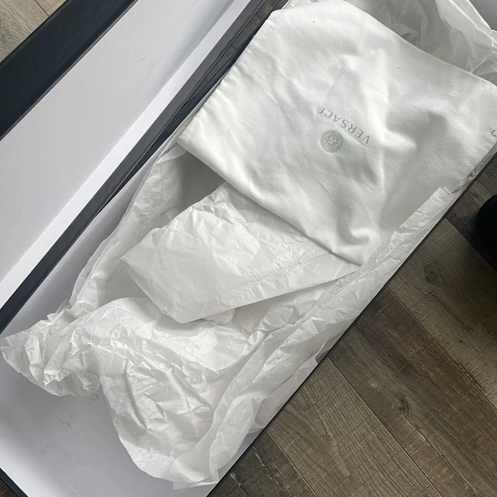 VERSACE black over the knee Lugg Boots size Euro 40 with box + dust bag